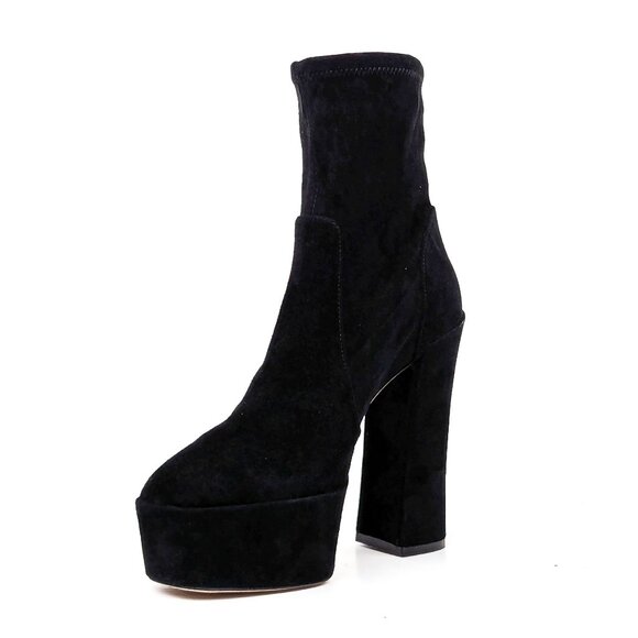 Stuart Weitzman Women Sky High Stretch Black Suede Platform Ankle Boots sz 8.5 - Picture 3 of 9